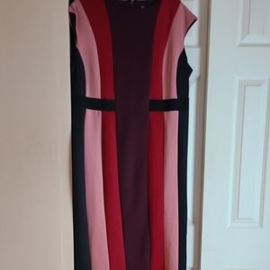New York & Company Scooped Neck Stripped Dress